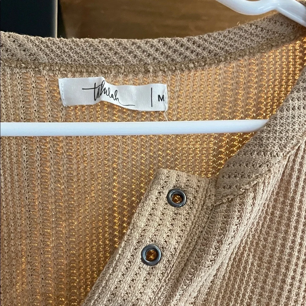 Women's Tan Waffle Knit Top - Picture 2 of 2